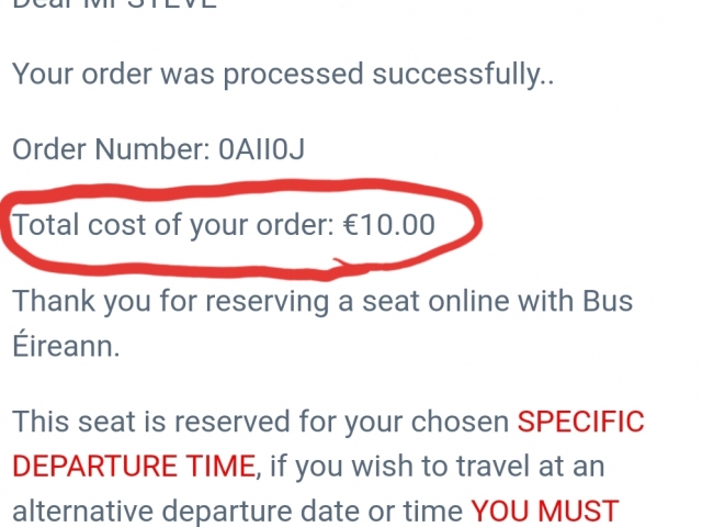 Ticket Bus Eireann Dublin/Besfast