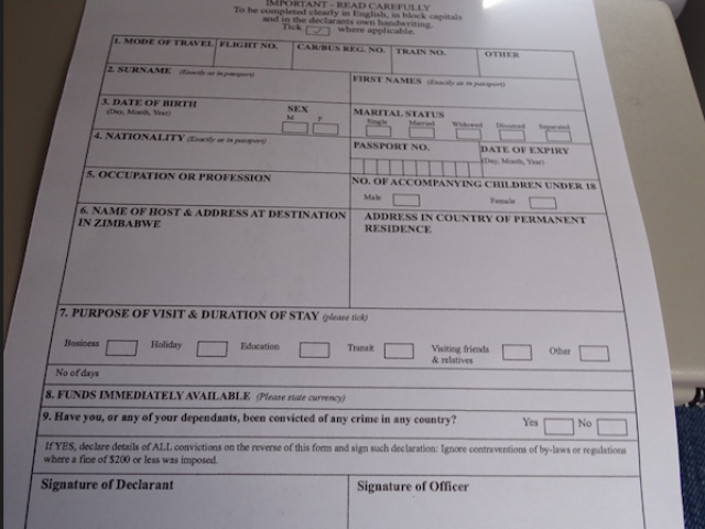 Document entrée Zimbabwe