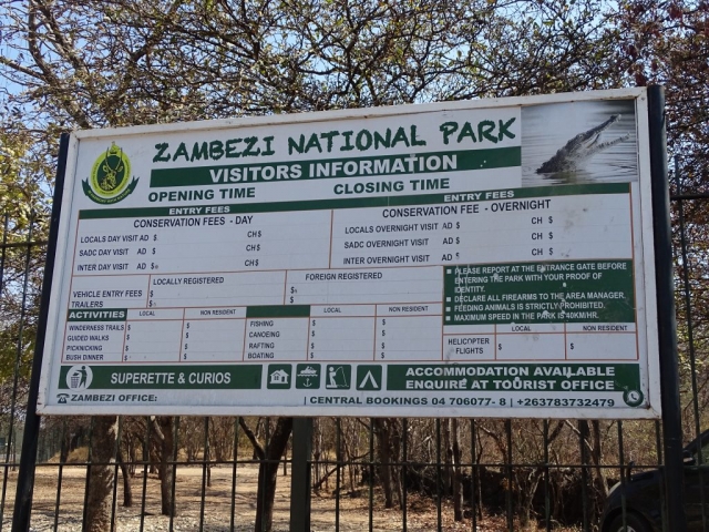 Entrée du Parc de Victoria Falls, Zimbabwe.